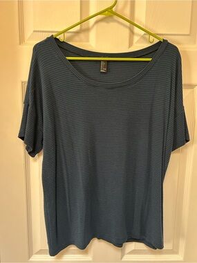 Forever 21 Ribbed Scoop Neck Short Sleeve Tee - Slate Blue